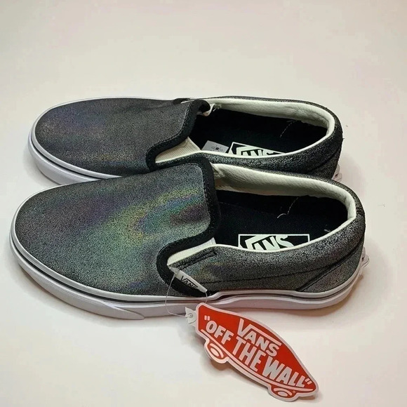 VANS Prism Classic Slip-On Sneakers Women’s 5 Suede Metallic Silver New - Picture 3 of 11